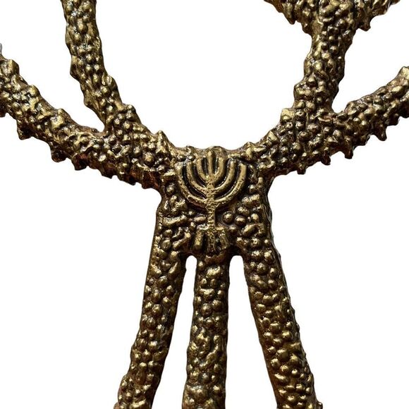 Vintage Brass Shabbat Candelabra Candle Holder by Wainberg Israel 1960s/1970s - Picture 3 of 12